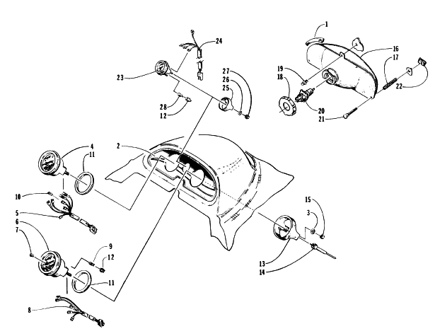 Parts Diagram for Arctic Cat 1996 PANTERA SNOWMOBILE HEADLIGHT AND INSTRUMENT POD