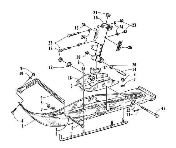 Parts Diagram for Arctic Cat 1996 EXT POWDER SPECIAL SNOWMOBILE SKI AND SPINDLE ASSEMBLY