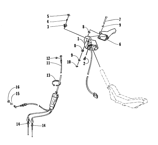 Parts Diagram for Arctic Cat 1995 EXT POWDER SPECIAL SNOWMOBILE THROTTLE CONTROL ASSEMBLY
