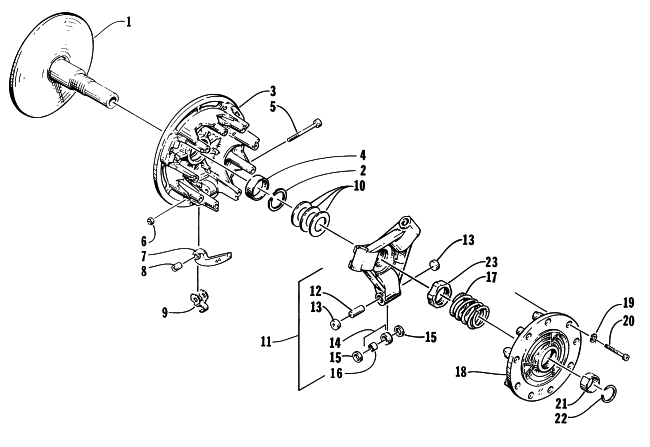 Parts Diagram for Arctic Cat 1996 ZRT 600 SNOWMOBILE DRIVE CLUTCH