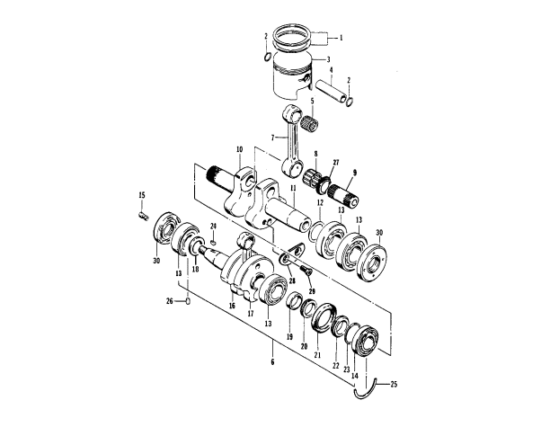 Parts Diagram for Arctic Cat 1996 PANTHER DELUXE SNOWMOBILE PISTON AND CRANKSHAFT