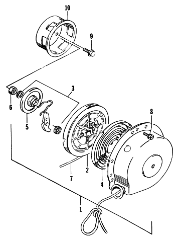 Parts Diagram for Arctic Cat 1996 ZR 580 SNOWMOBILE RECOIL STARTER