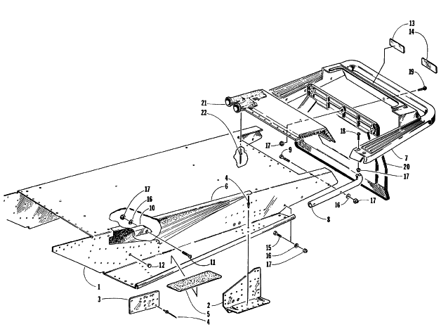 Parts Diagram for Arctic Cat 1996 EXT EFI MOUNTAIN CAT SNOWMOBILE TUNNEL AND REAR BUMPER