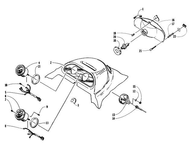 Parts Diagram for Arctic Cat 1996 ZR 580 SNOWMOBILE HEADLIGHT AND INSTRUMENTS