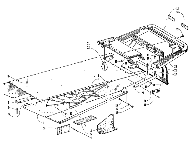 Parts Diagram for Arctic Cat 1996 ZR 580 SNOWMOBILE TUNNEL AND REAR BUMPER