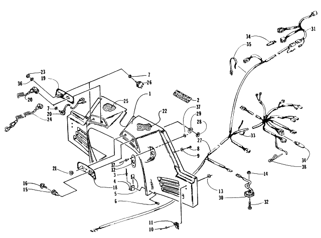 Parts Diagram for Arctic Cat 1996 ZR 580 EFI SNOWMOBILE CONSOLE, SWITCHES, AND WIRING ASSEMBLIES