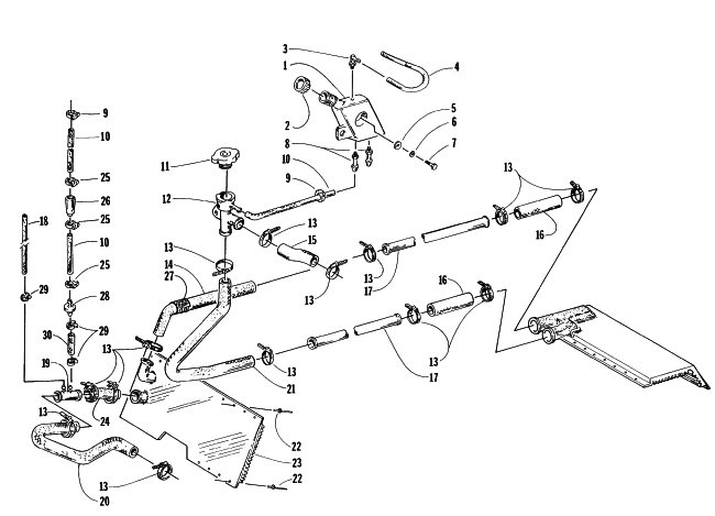 Parts Diagram for Arctic Cat 1996 ZR 580 EFI SNOWMOBILE COOLING ASSEMBLY
