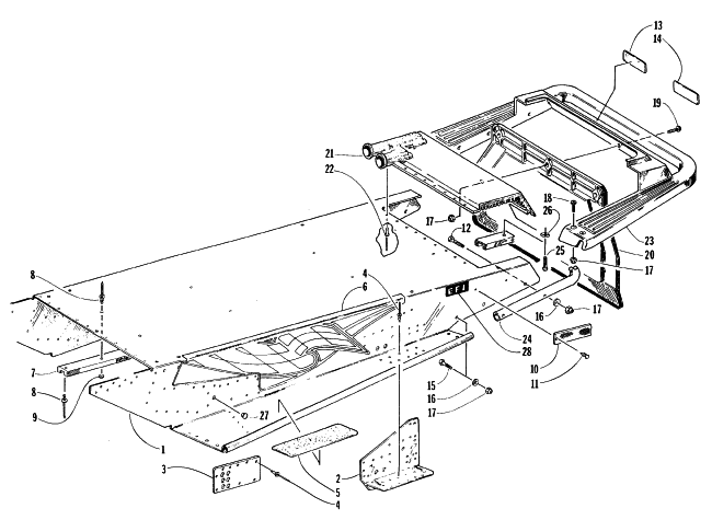 Parts Diagram for Arctic Cat 1996 ZR 580 EFI SNOWMOBILE TUNNEL AND REAR BUMPER