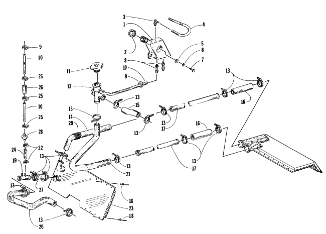 Parts Diagram for Arctic Cat 1996 ZR 580 SNOWMOBILE COOLING ASSEMBLY