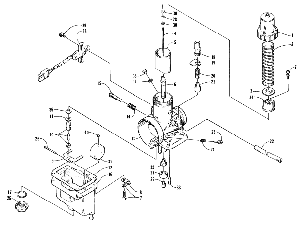 Parts Diagram for Arctic Cat 1996 ZR 580 SNOWMOBILE CARBURETOR