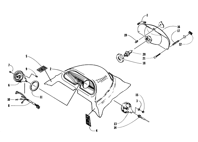 Parts Diagram for Arctic Cat 1996 PANTHER DELUXE SNOWMOBILE HEADLIGHT AND INSTRUMENT POD