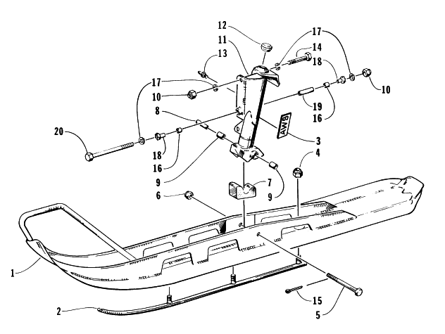 Parts Diagram for Arctic Cat 1996 PANTERA SNOWMOBILE SKI AND SPINDLE ASSEMBLY