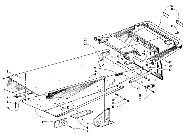 Parts Diagram for Arctic Cat 1996 EXT 580 EFI DX SNOWMOBILE TUNNEL AND REAR BUMPER