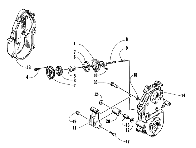 Parts Diagram for Arctic Cat 1996 EXT EFI SNOWMOBILE DROPCASE CHAIN TENSION ASSEMBLY