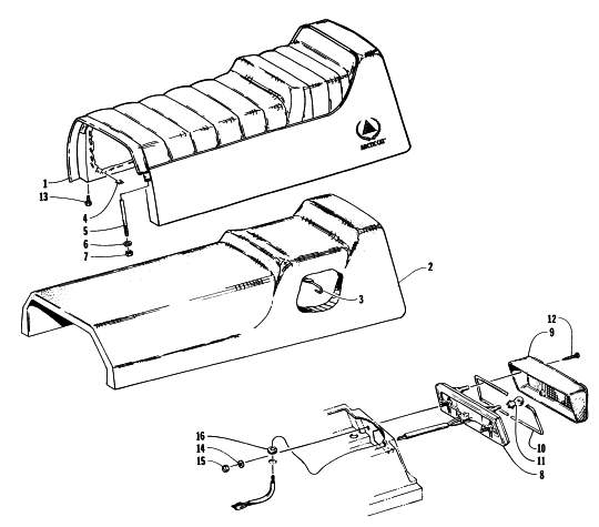 Parts Diagram for Arctic Cat 1996 PANTERA SNOWMOBILE SEAT AND TAILLIGHT ASSEMBLIES