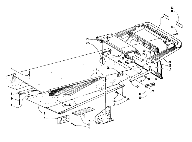Parts Diagram for Arctic Cat 1996 WILDCAT MOUNTAIN CAT SNOWMOBILE TUNNEL AND REAR BUMPER
