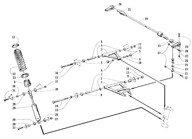 Parts Diagram for Arctic Cat 1996 THUNDERCAT MOUNTAIN SNOWMOBILE FRONT SUSPENSION AND SHOCK ABSORBER