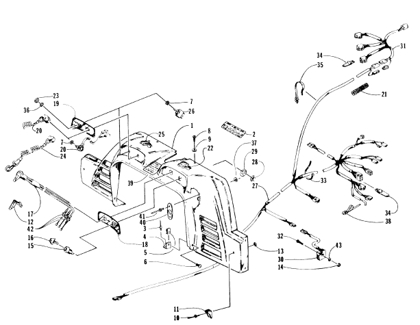 Parts Diagram for Arctic Cat 1996 THUNDERCAT MOUNTAIN SNOWMOBILE CONSOLE, SWITCHES, AND WIRING ASSEMBLIES