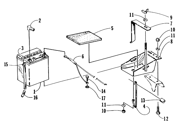 Parts Diagram for Arctic Cat 1996 WILDCAT TOURING SNOWMOBILE BATTERY ASSEMBLY
