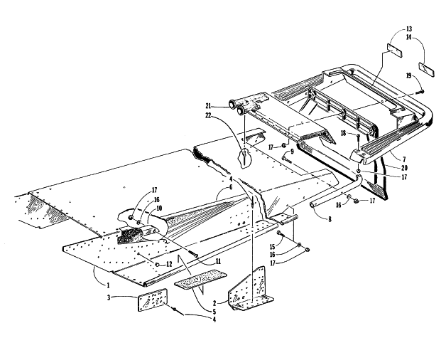 Parts Diagram for Arctic Cat 1996 EXT POWDER SPECIAL SNOWMOBILE TUNNEL AND REAR BUMPER