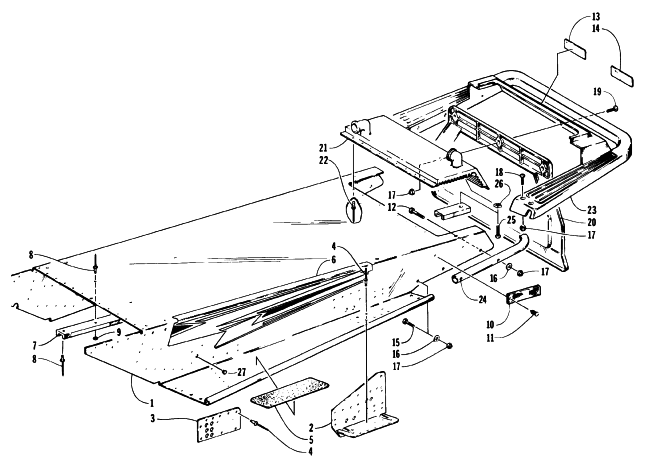 Parts Diagram for Arctic Cat 1996 THUNDERCAT SNOWMOBILE TUNNEL AND REAR BUMPER