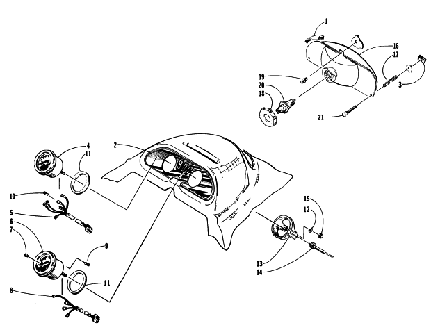 Parts Diagram for Arctic Cat 1996 THUNDERCAT MOUNTAIN SNOWMOBILE HEADLIGHT AND INSTRUMENTS