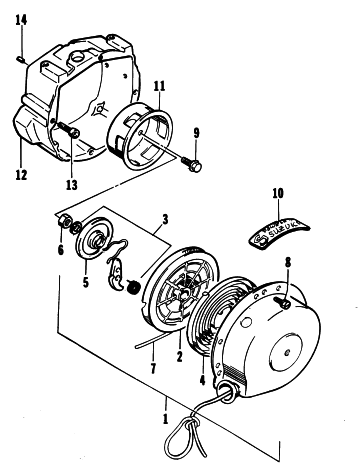 Parts Diagram for Arctic Cat 1996 WILDCAT MOUNTAIN CAT SNOWMOBILE RECOIL STARTER