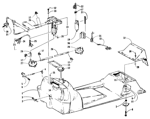 Parts Diagram for Arctic Cat 1996 WILDCAT TOURING SNOWMOBILE GAS TANK AND FUEL PUMP ASSEMBLY