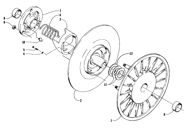 Parts Diagram for Arctic Cat 1996 PANTERA SNOWMOBILE DRIVEN CLUTCH