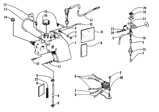 Parts Diagram for Arctic Cat 1996 THUNDERCAT SNOWMOBILE OIL TANK AND FUEL PUMP
