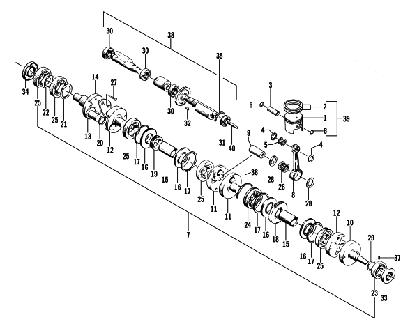 Parts Diagram for Arctic Cat 1999 ZRT 800 SNOWMOBILE PISTON AND CRANKSHAFT