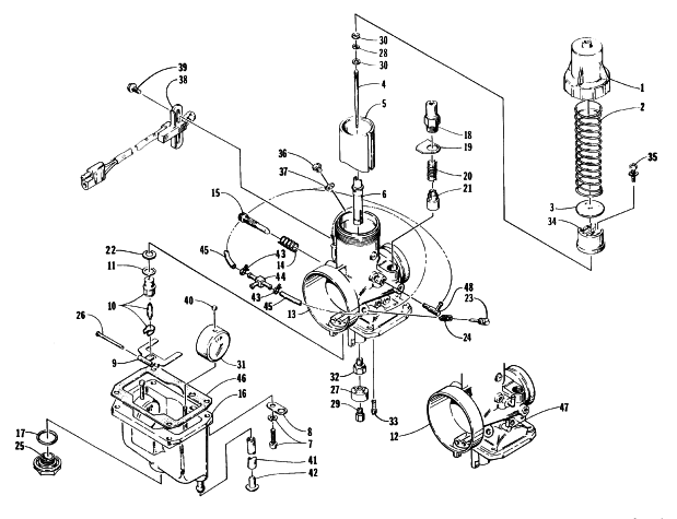 Parts Diagram for Arctic Cat 1997 POWDER SPECIAL SNOWMOBILE CARBURETOR VM38