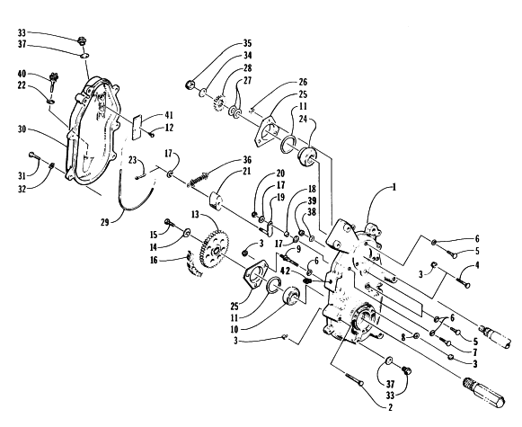 Parts Diagram for Arctic Cat 1997 BEARCAT 340 SNOWMOBILE DRIVE/DROPCASE ASSEMBLY