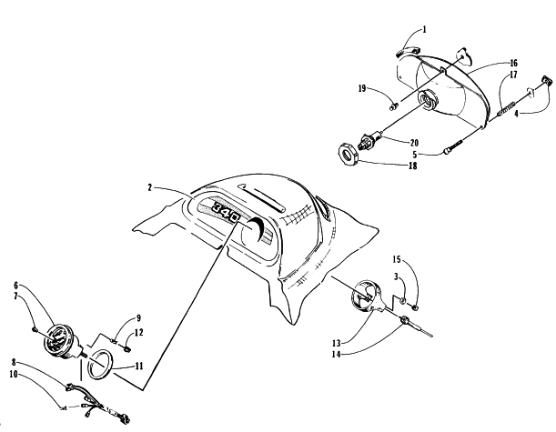 Parts Diagram for Arctic Cat 1996 BEARCAT 340 SNOWMOBILE HEADLIGHT AND INSTRUMENT POD