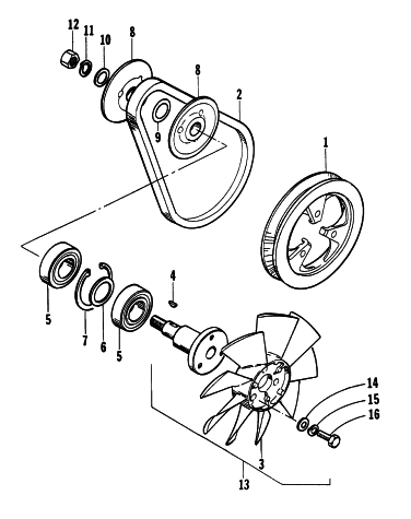 Parts Diagram for Arctic Cat 1995 PUMA 2-UP SNOWMOBILE COOLING FAN