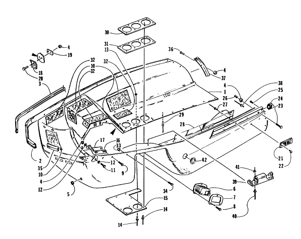Parts Diagram for Arctic Cat 1996 ZRT 600 SNOWMOBILE BELLY PAN ASSEMBLY