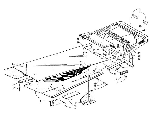 Parts Diagram for Arctic Cat 1996 ZRT 600 SNOWMOBILE TUNNEL AND REAR BUMPER
