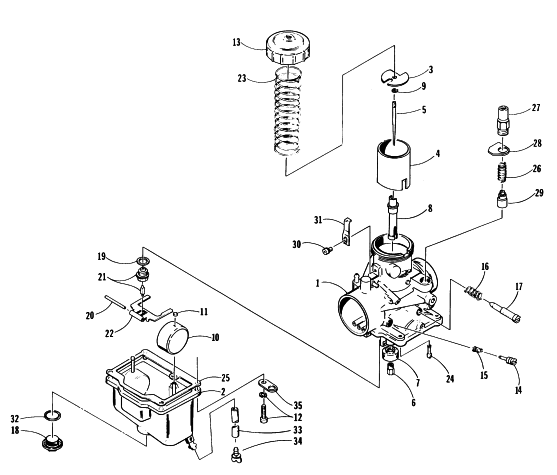 Parts Diagram for Arctic Cat 1996 BEARCAT 340 SNOWMOBILE CARBURETOR