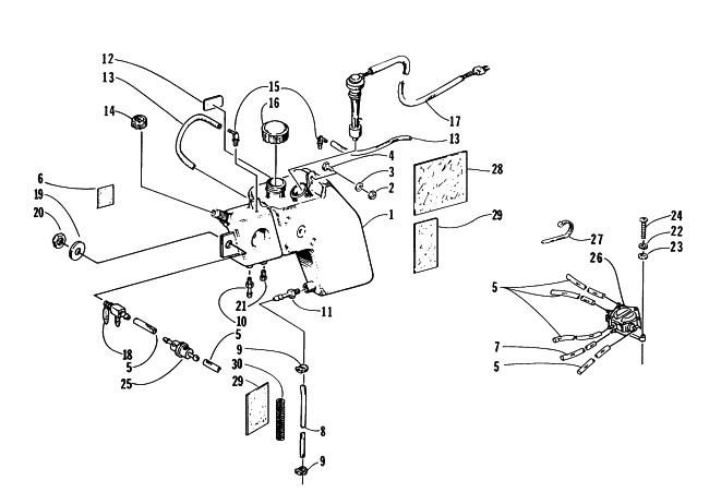 Parts Diagram for Arctic Cat 1996 ZRT 600 SNOWMOBILE OIL TANK AND FUEL PUMP