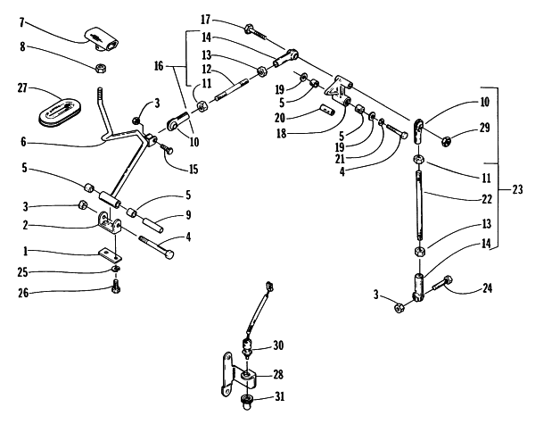 Parts Diagram for Arctic Cat 1996 BEARCAT 340 SNOWMOBILE REVERSE SHIFT LEVER ASSEMBLY