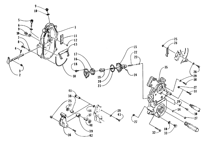 Parts Diagram for Arctic Cat 1996 BEARCAT WIDE TRACK SNOWMOBILE DROPCASE AND CHAIN TENSION ASSEMBLY