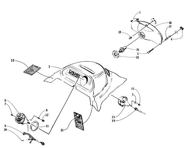 Parts Diagram for Arctic Cat 1996 BEARCAT 550 SNOWMOBILE HEADLIGHT AND INSTRUMENT POD