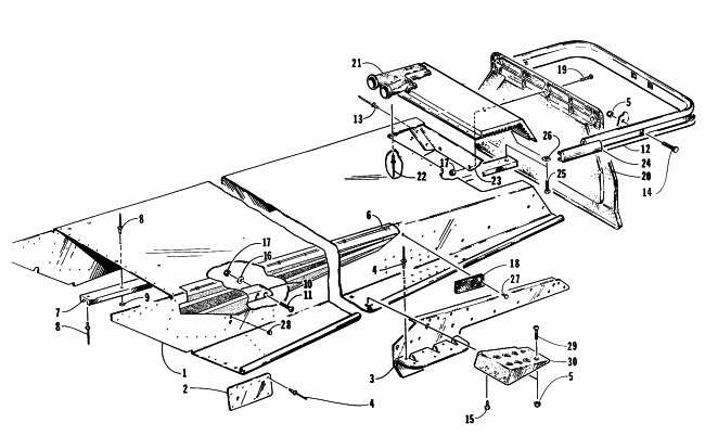 Parts Diagram for Arctic Cat 1996 BEARCAT 550 SNOWMOBILE TUNNEL AND REAR BUMPER
