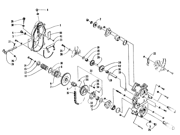 Parts Diagram for Arctic Cat 1996 ZRT 600 SNOWMOBILE DRIVE/REVERSE DROPCASE ASSEMBLY