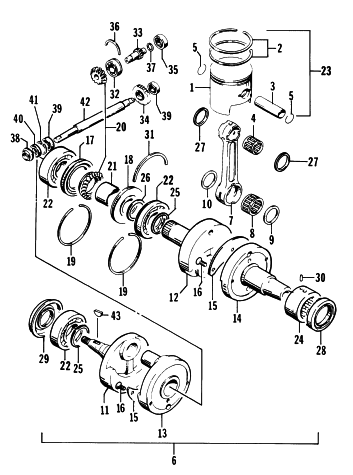Parts Diagram for Arctic Cat 1996 WILDCAT MOUNTAIN CAT SNOWMOBILE PISTON AND CRANKSHAFT