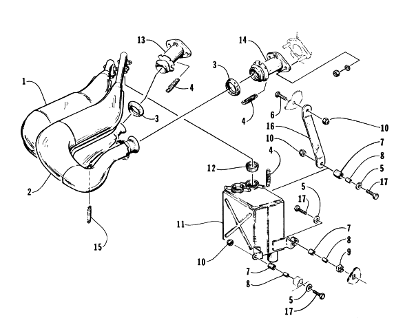 Parts Diagram for Arctic Cat 1995 ZR 700 SNOWMOBILE EXHAUST ASSEMBLY
