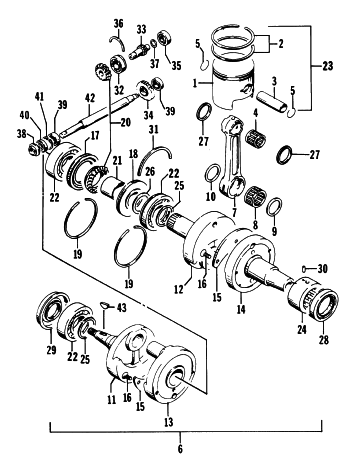 Parts Diagram for Arctic Cat 1996 WILDCAT TOURING SNOWMOBILE PISTON AND CRANKSHAFT