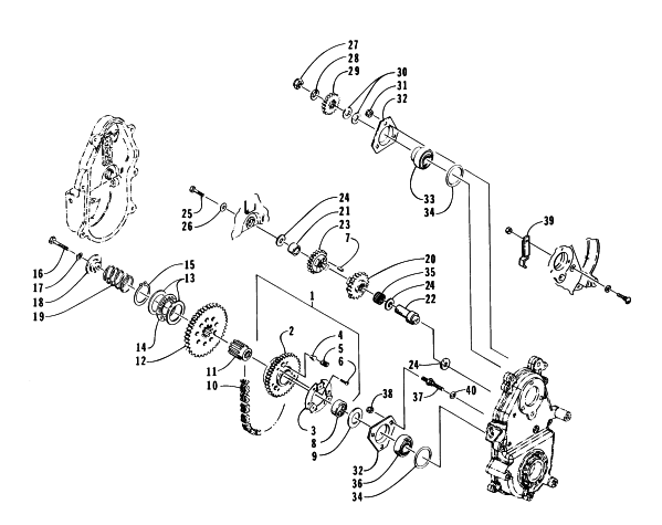Parts Diagram for Arctic Cat 1996 WILDCAT MOUNTAIN CAT SNOWMOBILE DRIVE/REVERSE DROPCASE ASSEMBLY