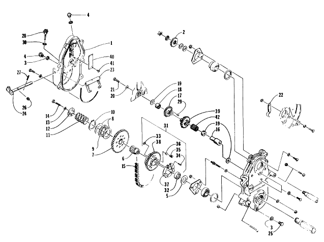 Parts Diagram for Arctic Cat 1996 ZRT 800 SNOWMOBILE DRIVE/REVERSE DROPCASE ASSEMBLY