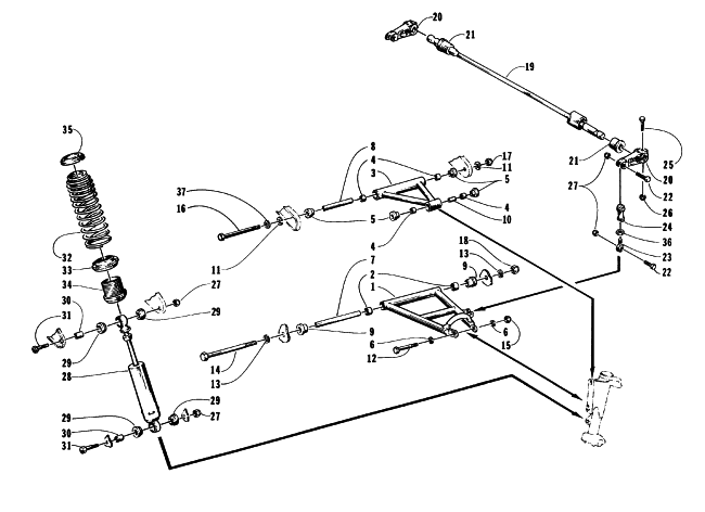 Parts Diagram for Arctic Cat 1996 ZRT 800 SNOWMOBILE FRONT SUSPENSION AND SHOCK ABSORBER